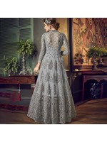 Enchanting Grey Net Designer Anarkali Suit
